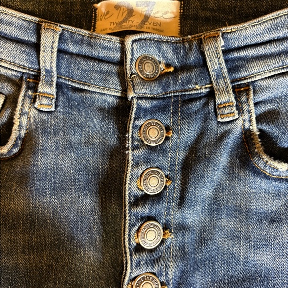 We The Free Jeans Women's Size 27 Skinny‎ High Rise Blue Denim Distressed Grunge - Picture 2 of 7